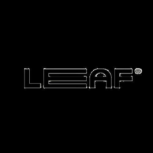 Leaf Shave minimalist black and white logo with stylized text design