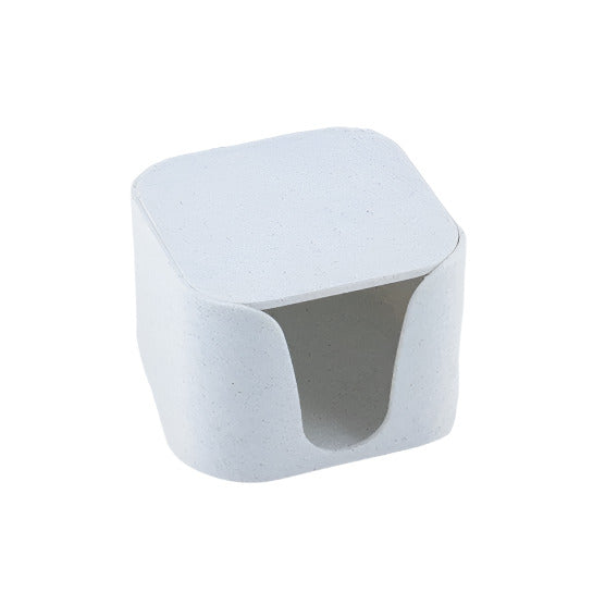 Facial rounds caddy with lid closed in granite white, made from 100% bio-based material