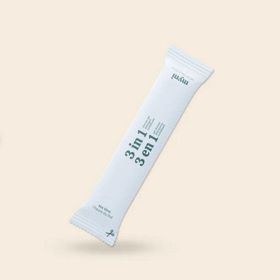 Tea Time 3 in 1 Shampoo Conditioner and Shower Gel Powder made in Canada by Myni features a white tea and pear scent blend that's sweet and refreshing.