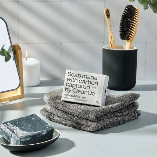 Great for detoxifying your skin, this Canadian made essential oil activated charcoal bar soap is made from potassium carbonate (captured carbon).