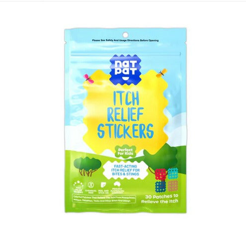 Introducing NATPAT Itch Relief Stickers for Kids by The Natural Patch Company.&nbsp; These easy peel and stick itch relief patches offer fast acting itch relief for bites and stings. They are fun to wear and come in a resealable pouch of 30 colourful stickers! 