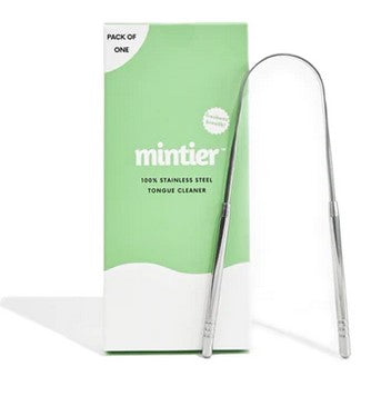 Mintier Stainless Steel Tongue Cleaner with packaging – eco-friendly tongue scraper for fresher breath and better oral hygiene