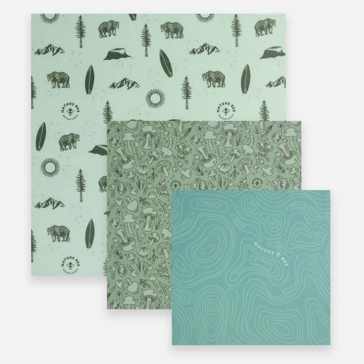 Each set of Nature Bee wraps includes 3 beeswax wraps - small, medium and large that are durable, reusable and will last 9 to 12 months or up to 300 uses with proper care