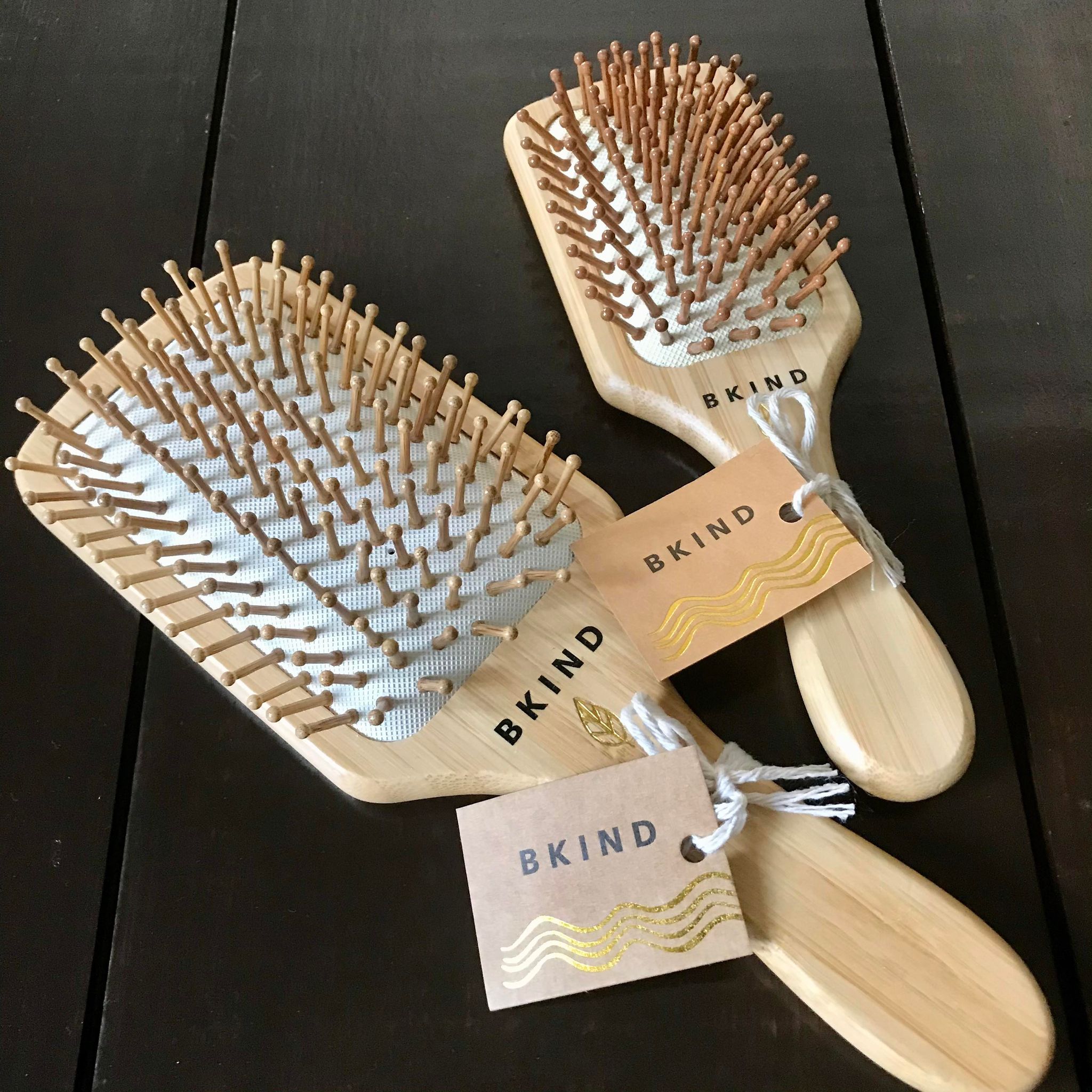 Looking for an environmentally friendly hairbrush made of wood, with no animal hair? If so, one of these bamboo hairbrushes from BKIND may be just what you are looking for.