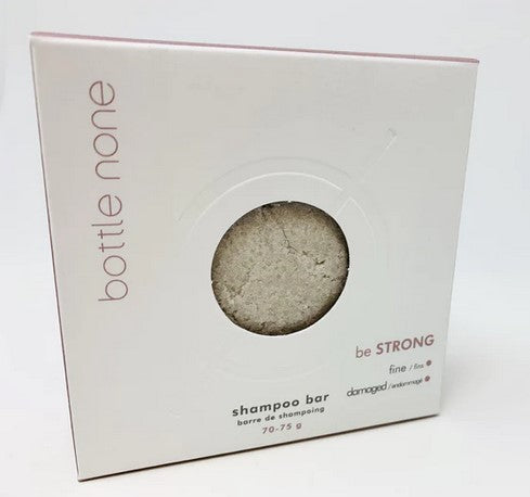 beSTRONG shampoo bar for fine damaged hair made in Canada by Bottle None in a box