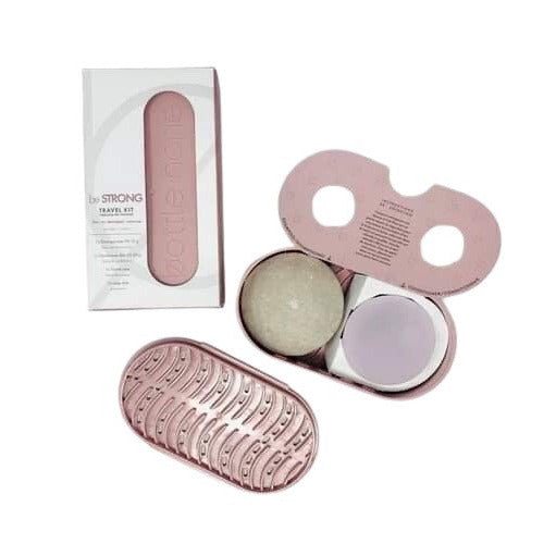 Be Strong fine or damaged hair shampoo bar and conditioner bar in a 3D printed travel kit by Bottle None