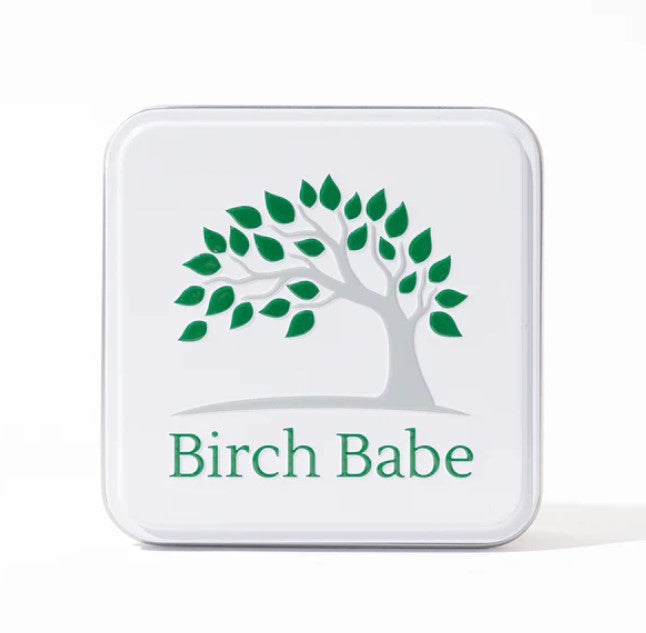 Birch Babe square reusable travel tin with logo