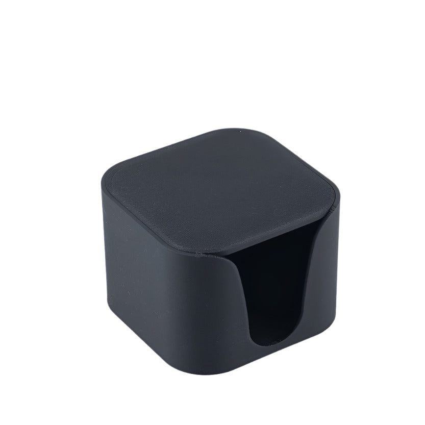 Facial rounds caddy with lid closed in black, made from 100% bio-based material
