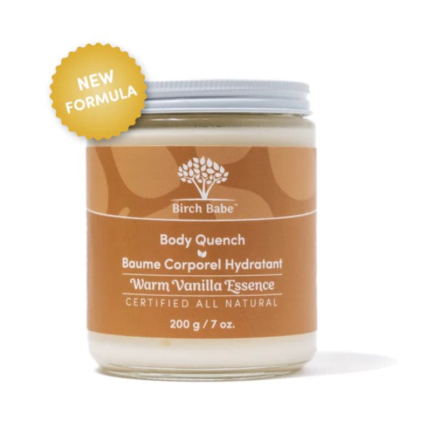 Warm Vanilla Essence Body Quench by Birch Babe. This Canadian made natural product formerly known as Whipped Body Butter is the evolution of your favourite body moisturizer.