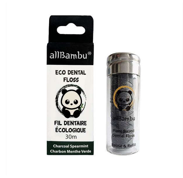 Introducing Charcoal Spearmint Dental Floss by allBamboo – your eco-friendly solution for a greener dental care routine! Crafted with care, this plant-based dental floss in a glass tube is not only effective in promoting oral health but also environmentally conscious.