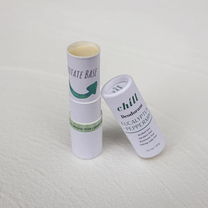 eucalyptus peppermint natural deodorant made in Canada by Plantish 20 g/0.7 oz mini compostable cardboard tube