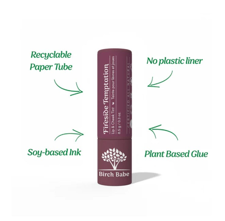 Recyclable paper tube with no plastic liner made with soy-based ink and plant based glue