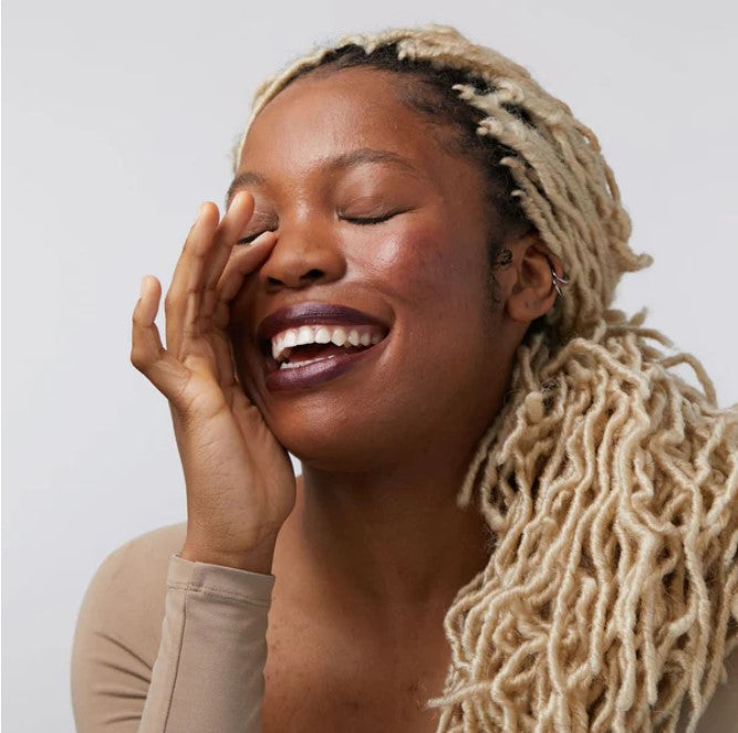 A plum perfect deep burgundy lip and cheek colour by Birch Babe.