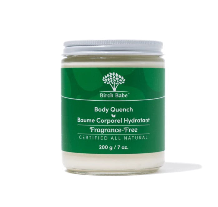 Body Quench is a top seller and all-around favourite since the beginning of Birch Babe. Infused with nutrient-rich oils like Rosehip and Jojoba to improve skin's elasticity and softness and full of Cocoa Seed Butter and Vitamin E to repair and protect skin.