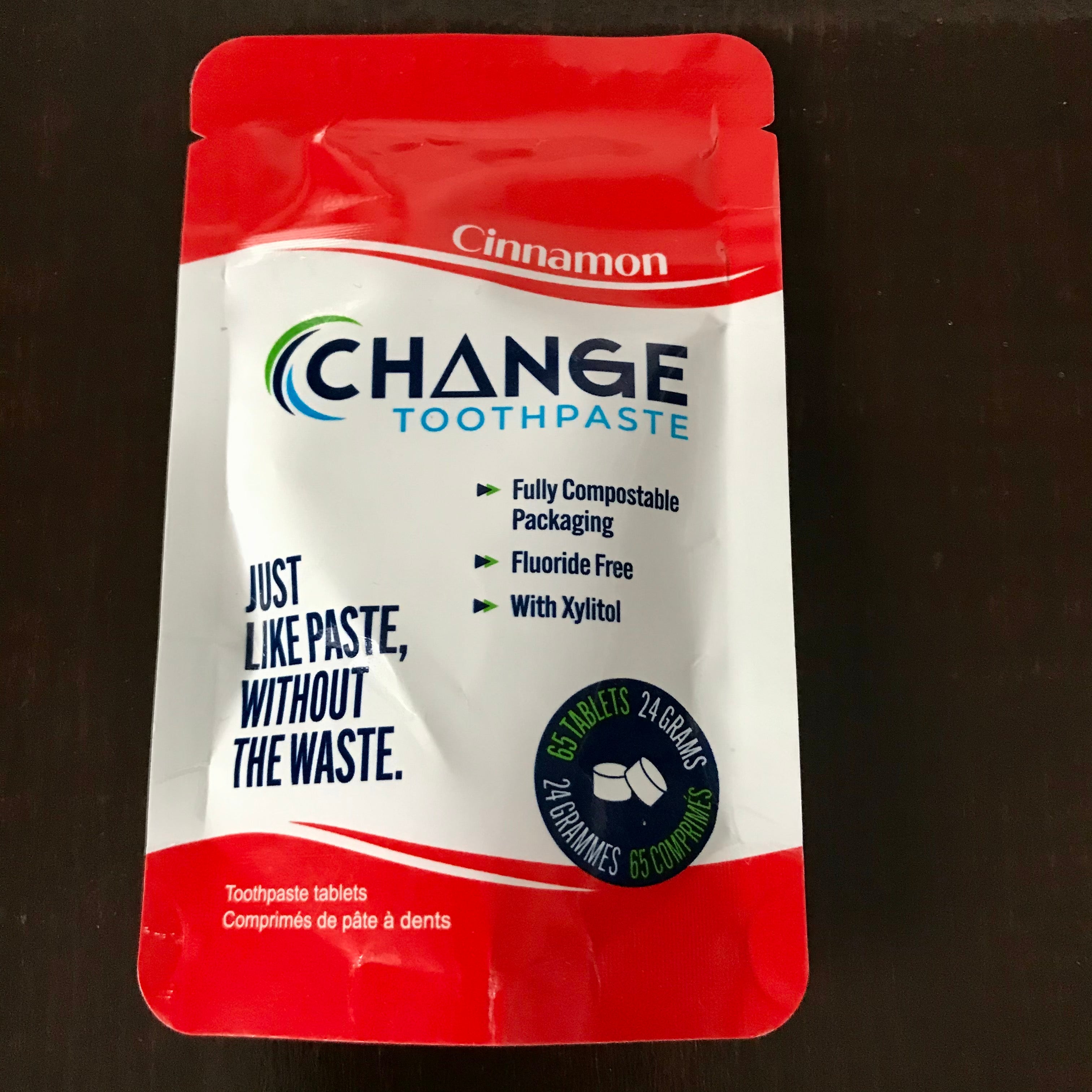 cinnamon change toothpaste tablets 65 1 month supply compostable packaging made in canada