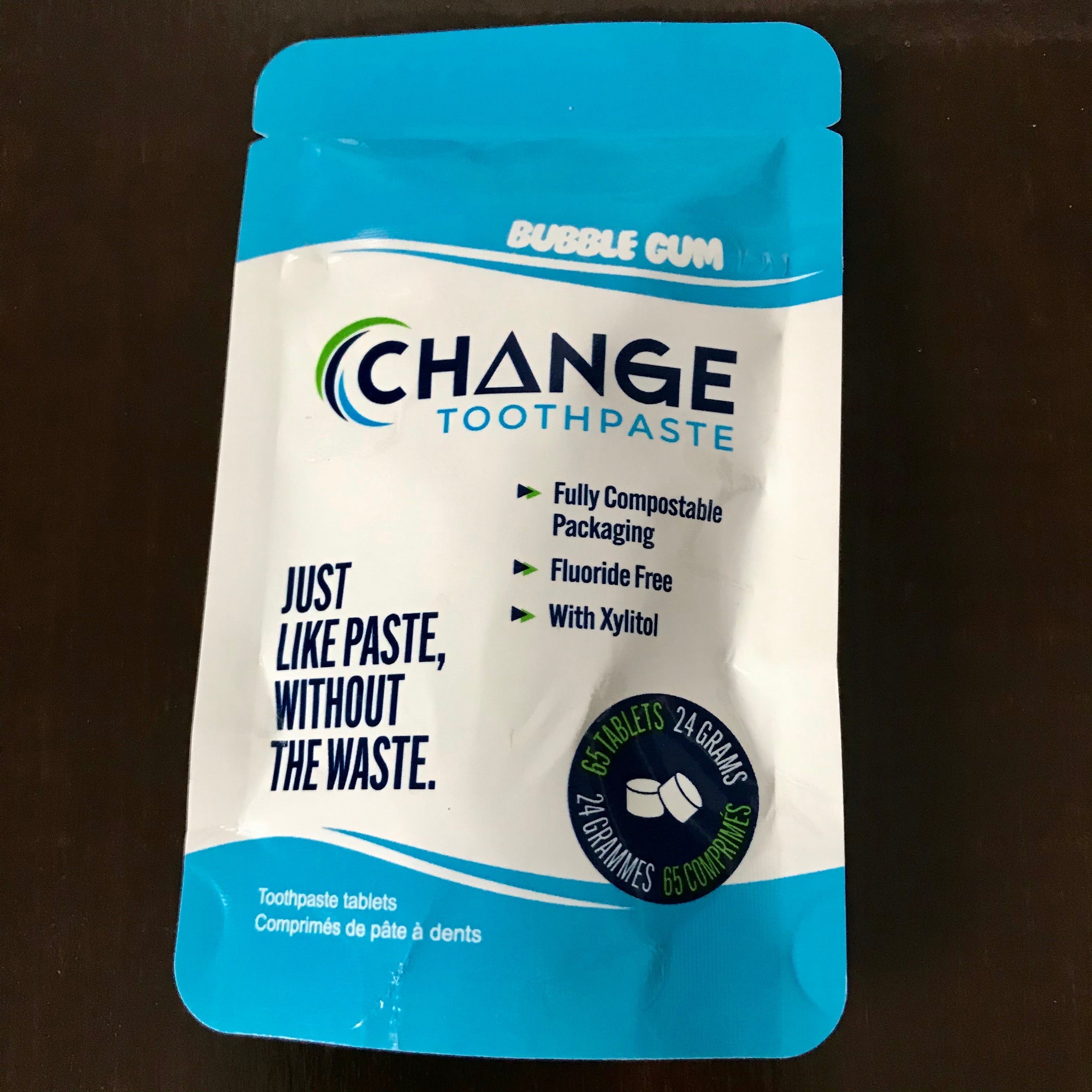 bubblegum change toothpaste tablets 65 1 month supply compostable packaging made in canada