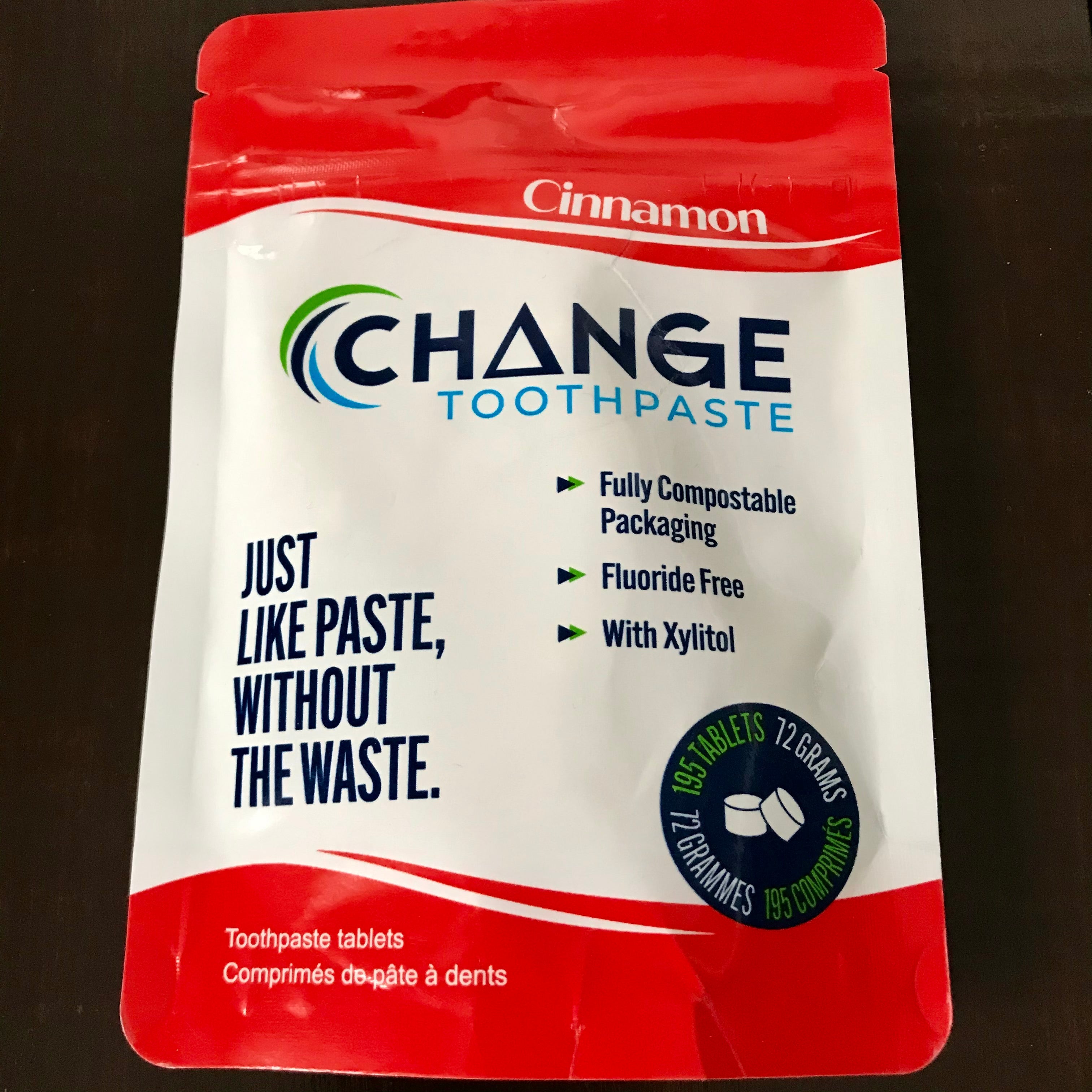 canadian made cinnamon change toothpaste tablets 195 3 month supply in compostable packaging