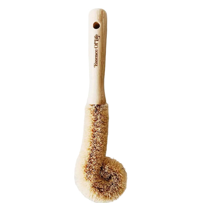 Sustainable compostable bottle brush with coconut bristles and bamboo handle – plastic-free cleaning tool by Essence of Life Organics