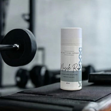 ease minor muscle and joint aches with natural muscle rub in a compostable tube made in Canada by the Old Soul Soap Company