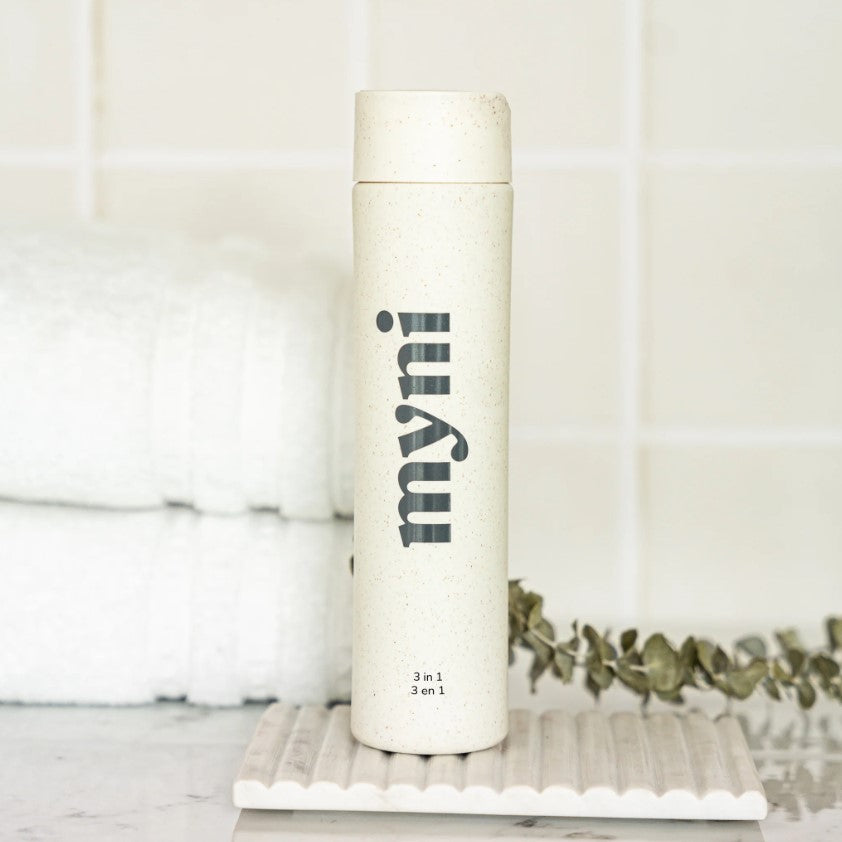 This 3 in 1 bottle is made from natural wheat straw. It's a simple alternative to plastic! This bottle is durable yet biodegradable at the end of its life. The starter kit also comes with a 3 in 1 refill.