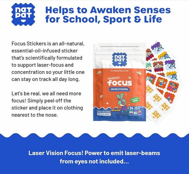 NatPat FocusPatch focus stickers with essential oils – natural way to support concentration for school, sports, and daily tasks