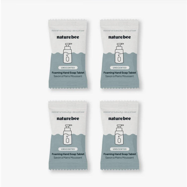 Nature Bee Unscented Foaming Hand Soap Tablet 4-Pack – Gentle, Fragrance-Free Foaming Soap Refills