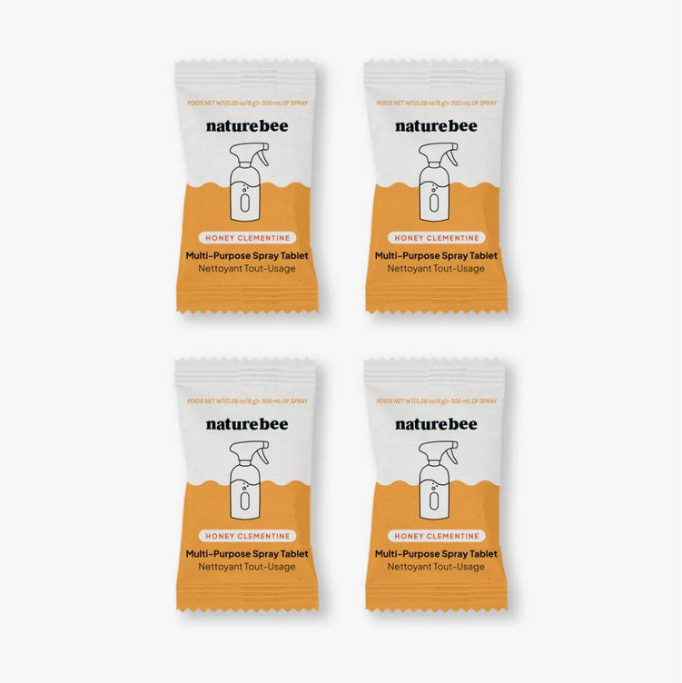 Set of 4 Nature Bee Honey Clementine Multi-Purpose Spray Tablets for plastic-free cleaning