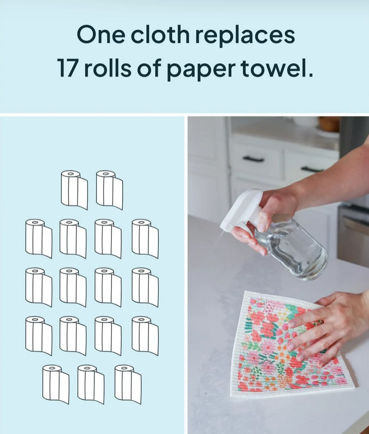 Pink Nature Bee Sponge Cloth Set