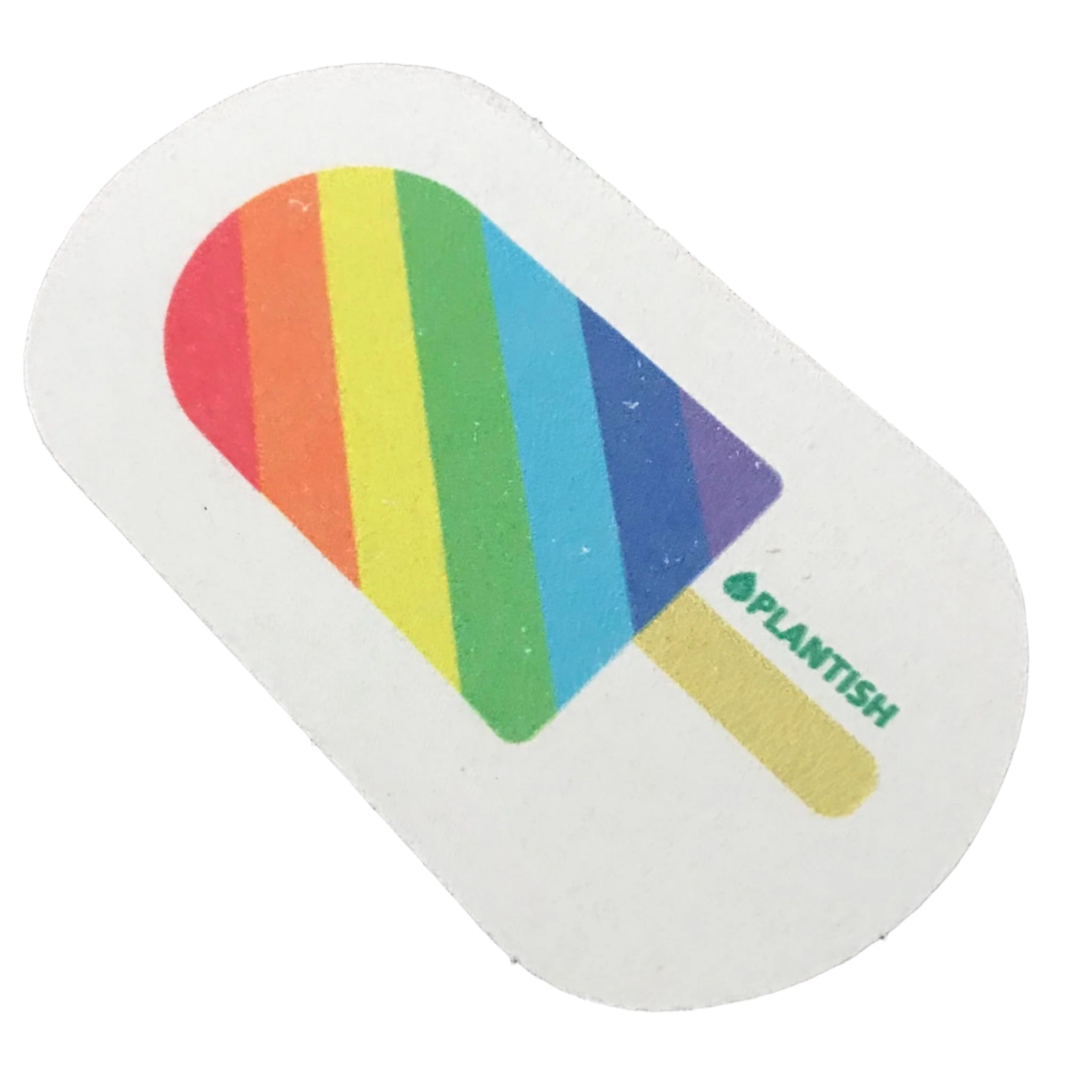 Rainbow popsicle eco sponge by Plantish that expands in water and can be composted at end of use