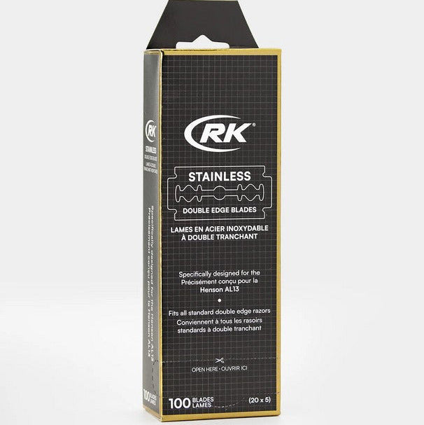 RK Stainless Steel Double Edge Razor Blades 100 Pack – Specifically Designed for the Henson AL13
