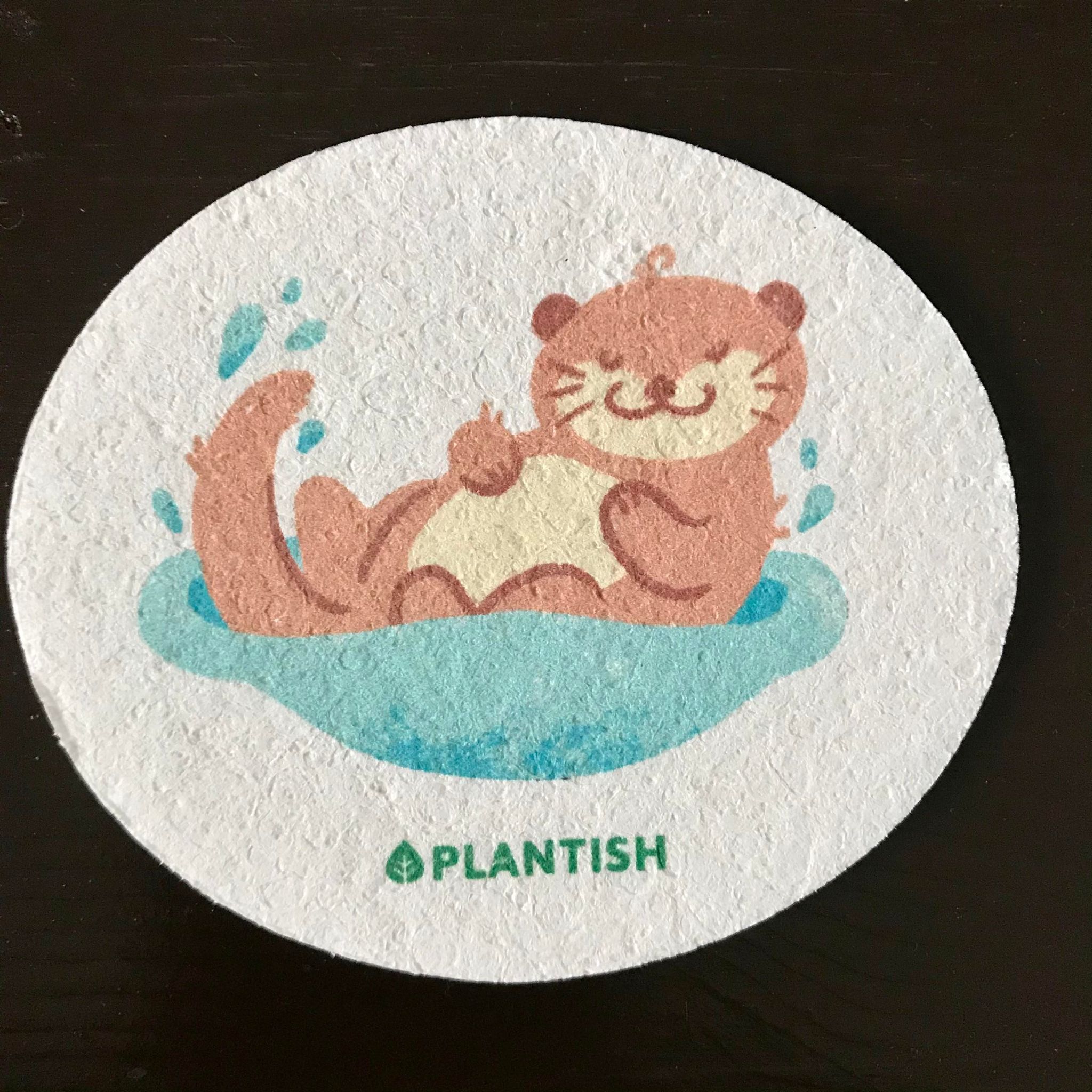 Encourage good hygiene with this sleepy otter eco sponge by Plantish that expands in water and can be composted at end of use
