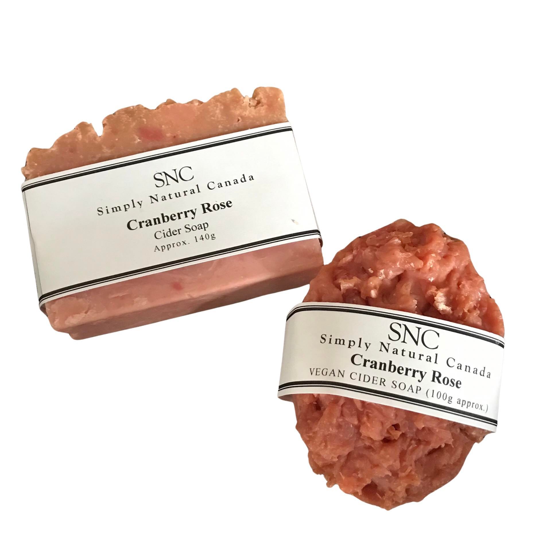 Simply Natural Canada cranberry rose vegan cider soap made in Canada with Ontario cranberry apple cider