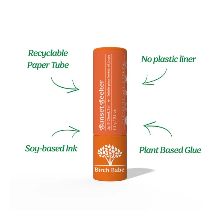 Recyclable paper tube with no plastic liner made with soy-based ink and plant based glue