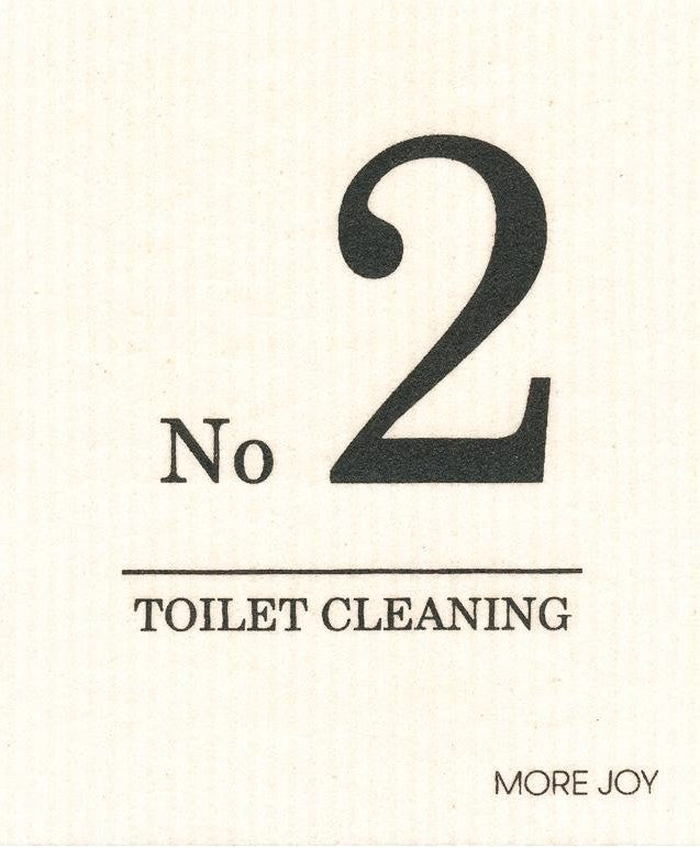Compostable eco sponge cloth made of cellulose and features in prominent letters 'toilet cleaning' and 'No 2' in case there was any doubt! replaces paper towel by absorbing 20x its weight in liquid. Size 20 x 17 cm