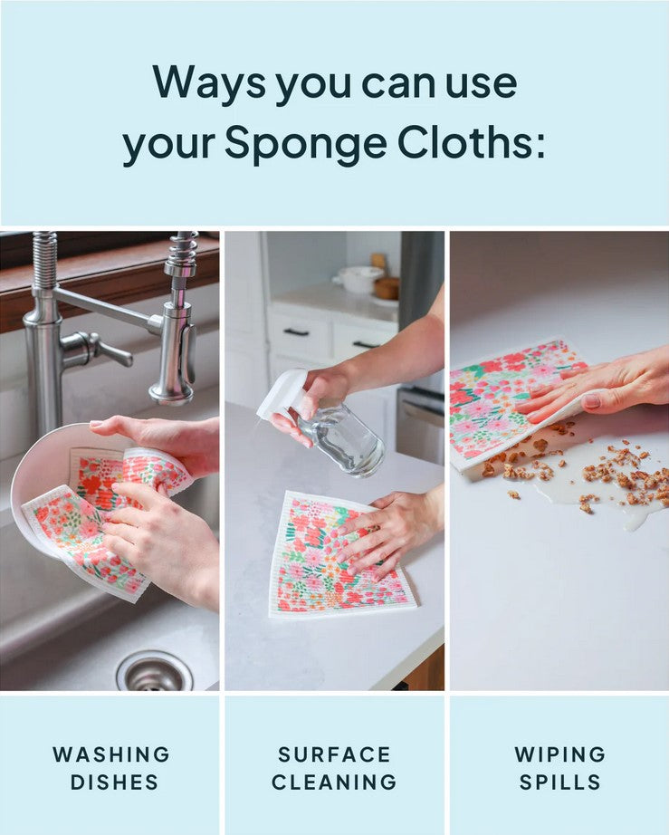 Pink Nature Bee Sponge Cloth Set