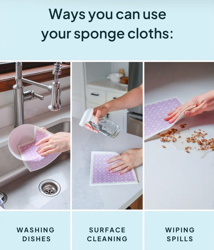 Purple Nature Bee Sponge Cloth Set