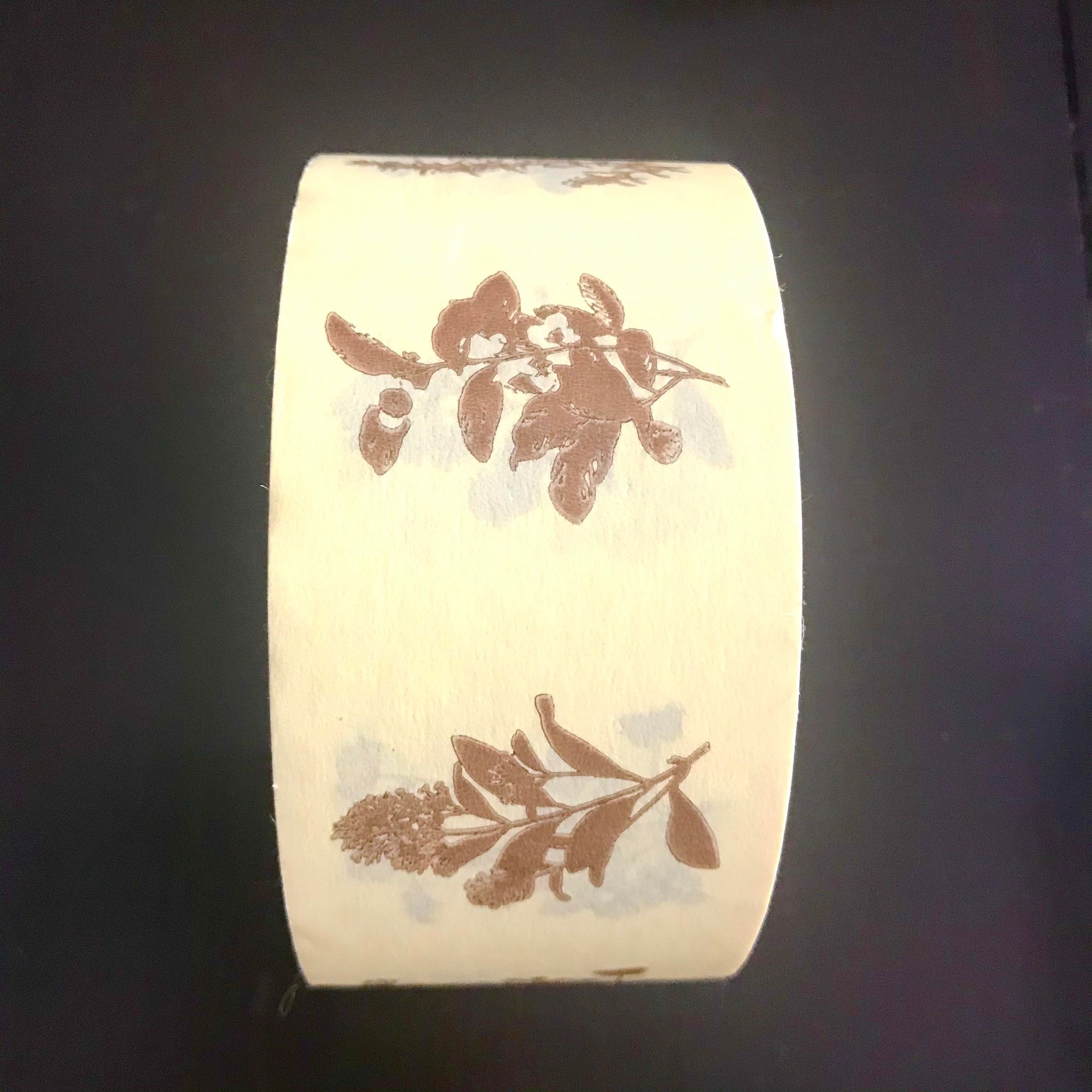 Goldrick Natural Living 50 mm light yellow recyclable paper tape printed with a wild herb pattern