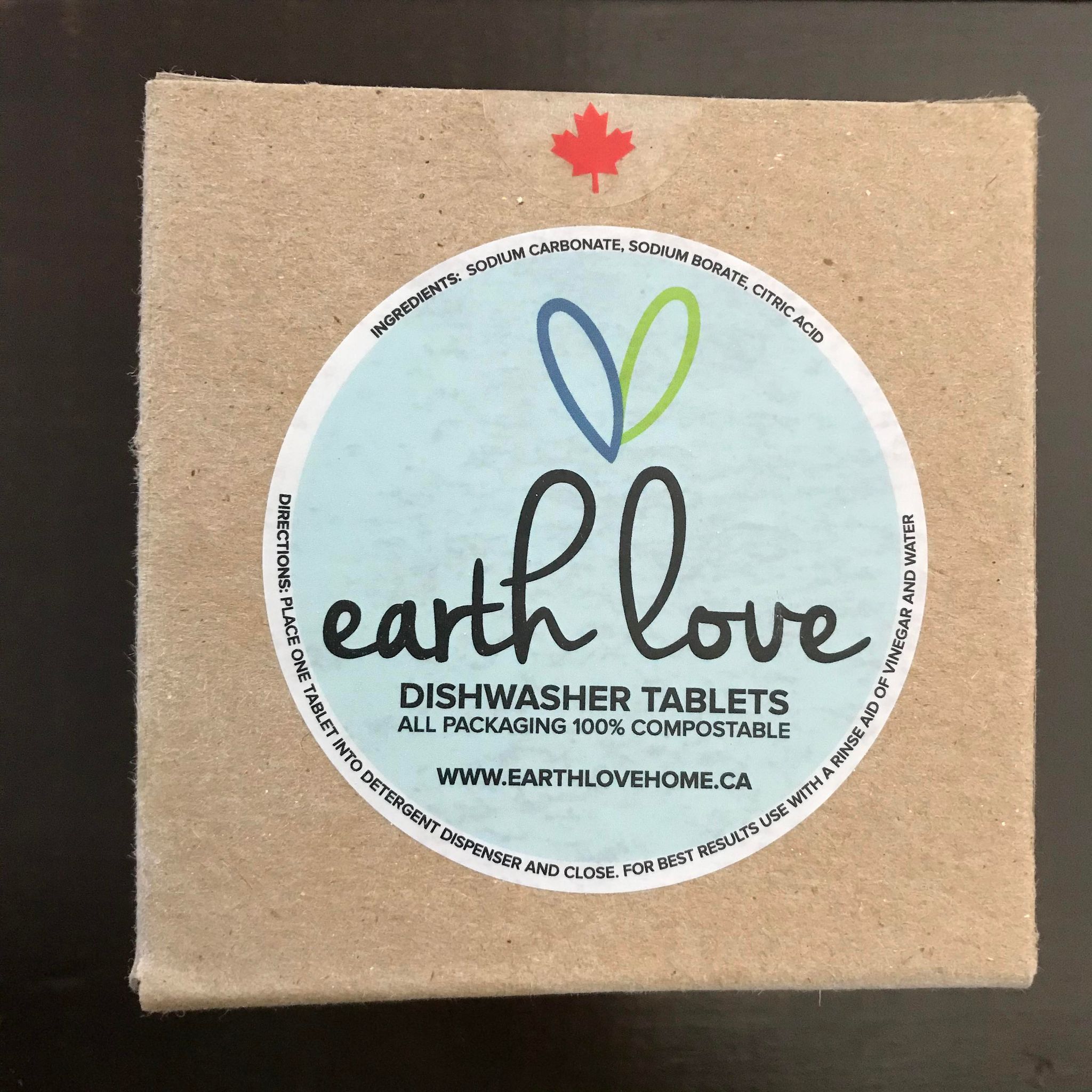 earth love canadian made 75 natural dishwasher tablets with compostable packaging