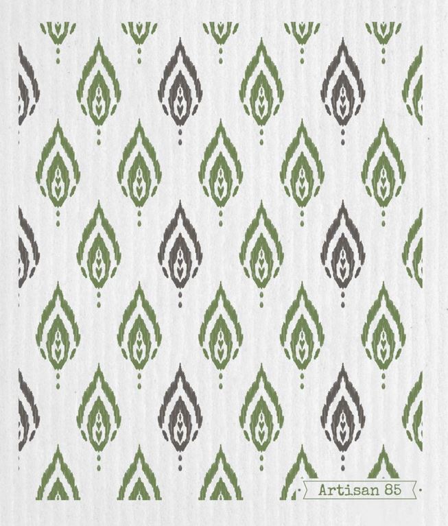 green patterns on white artisan 85 swedish cloth