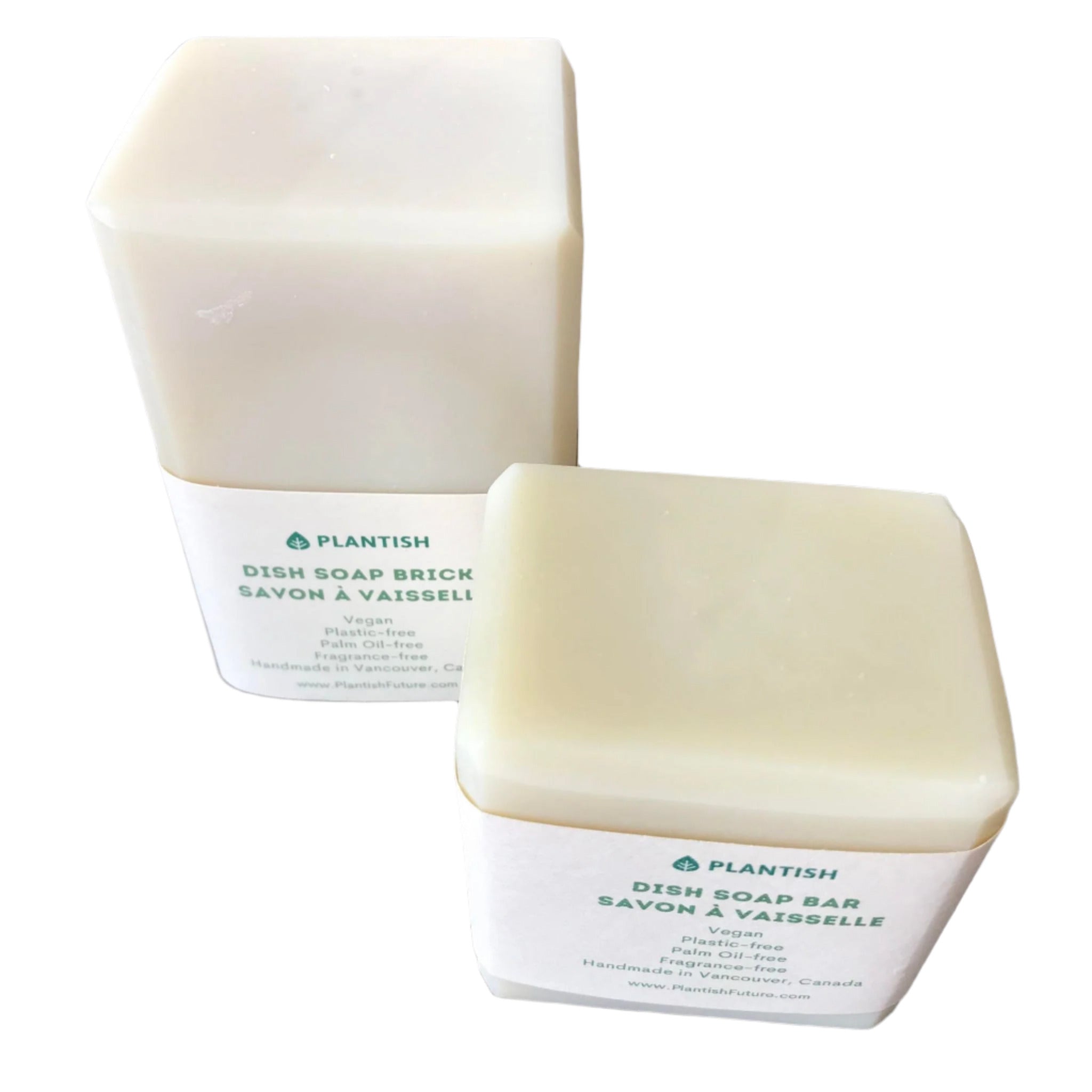 Fragrance free vegan dish soap bars made in Canada by Plantish