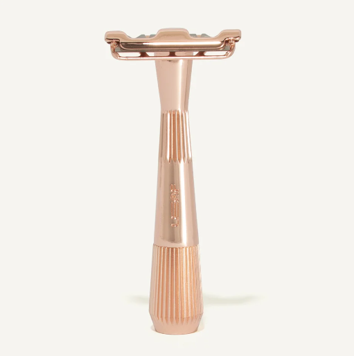 The universally loved single-edge sensitive skin Twig Razor in rose gold made by Leaf Shave