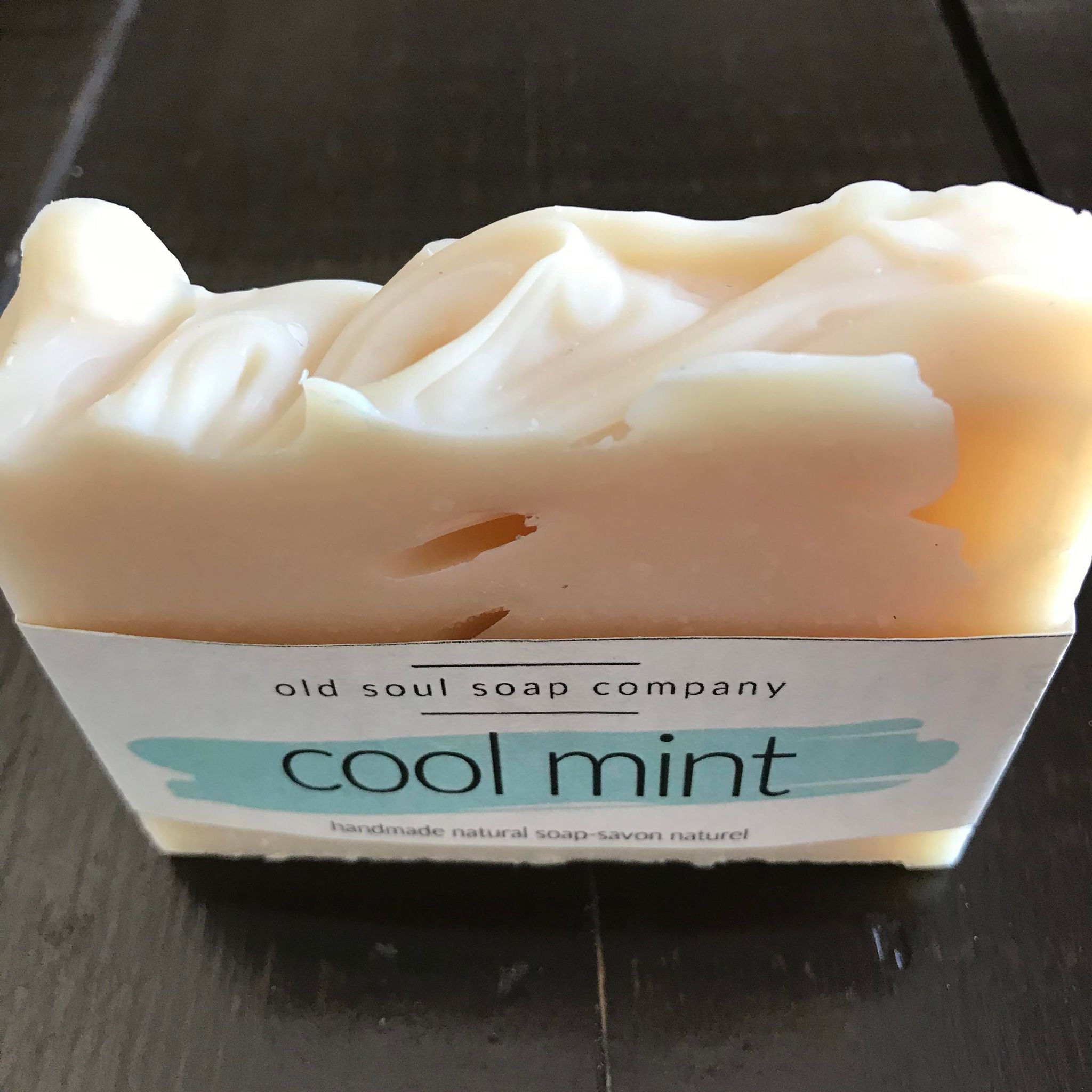 cool mint peppermint spearmint and wintergreen essential oil vegan artisan soap is made in canada by the old soul soap company