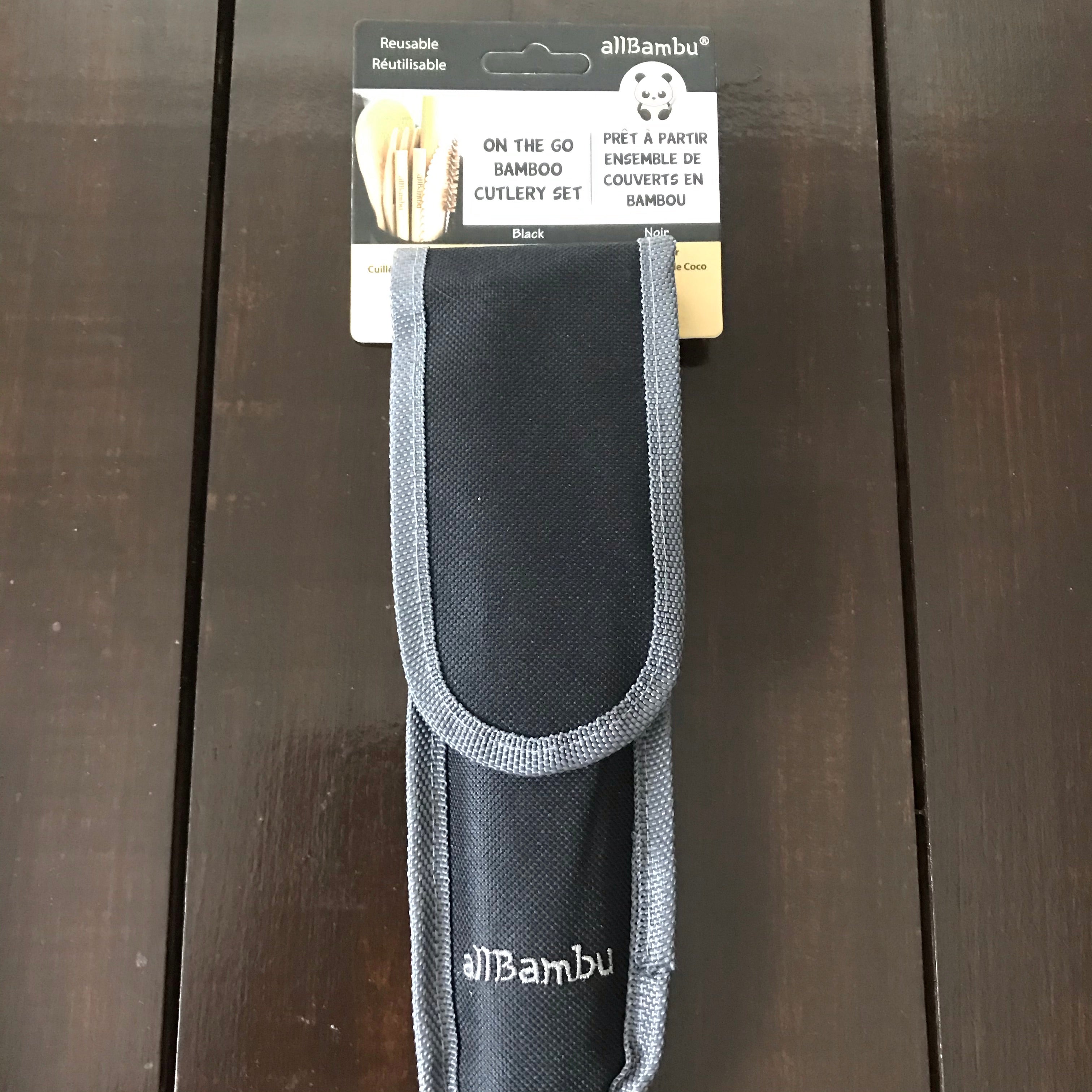 black on the go allbamboo cutlery set