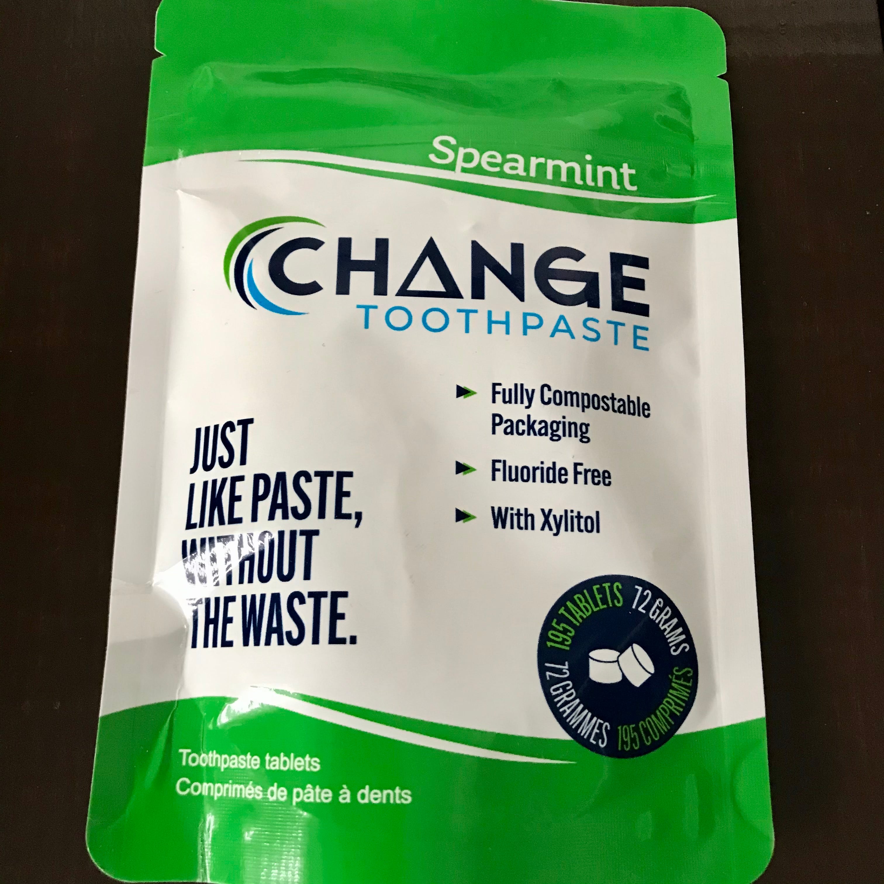 canadian made spearmint change toothpaste tablets 195 3 month supply in compostable packaging