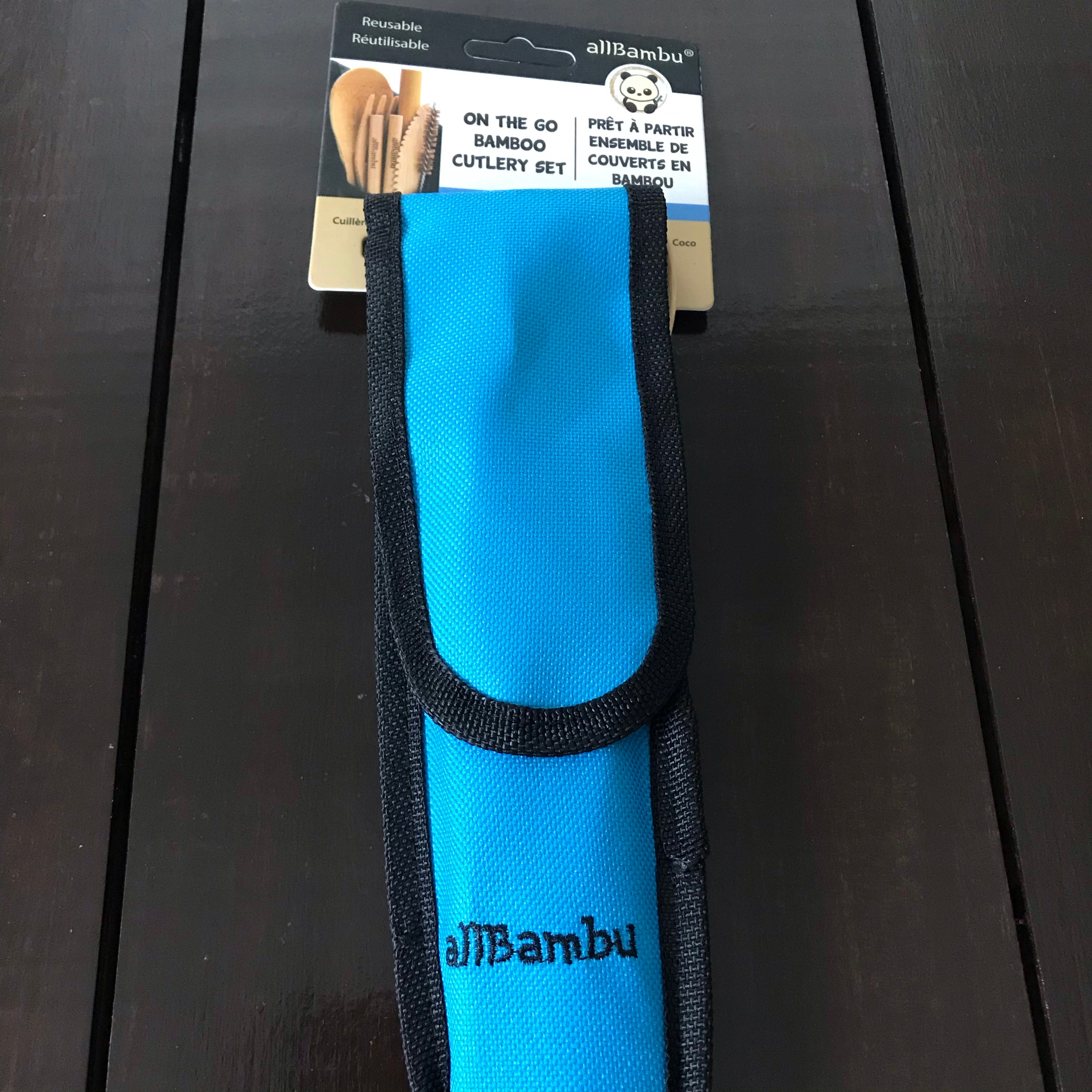 blue on the go allbamboo cutlery set