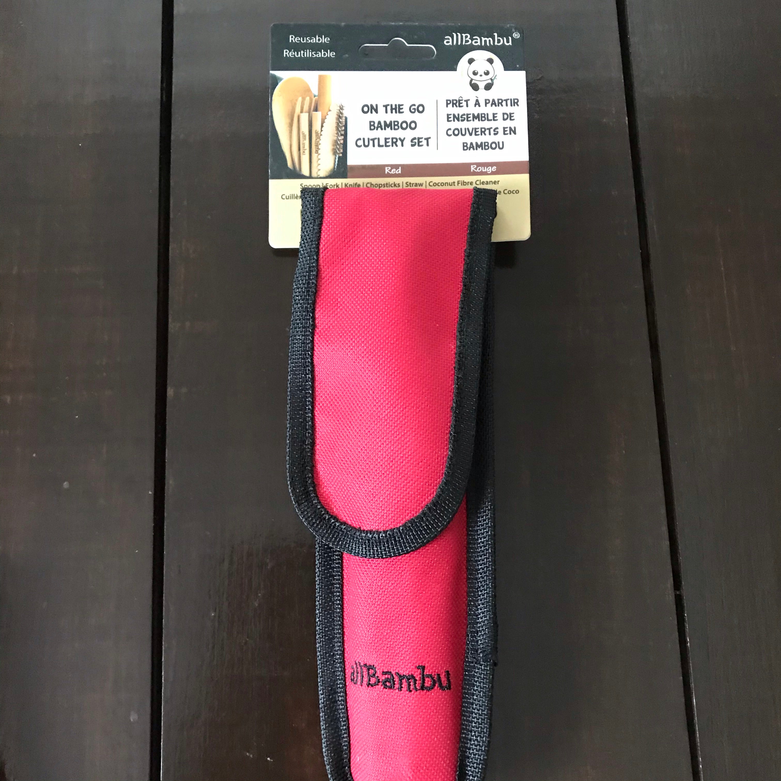 red on the go allbamboo cutlery set