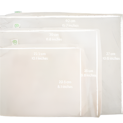 Set of 3 organic cotton bags includes a small, medium and large bag.