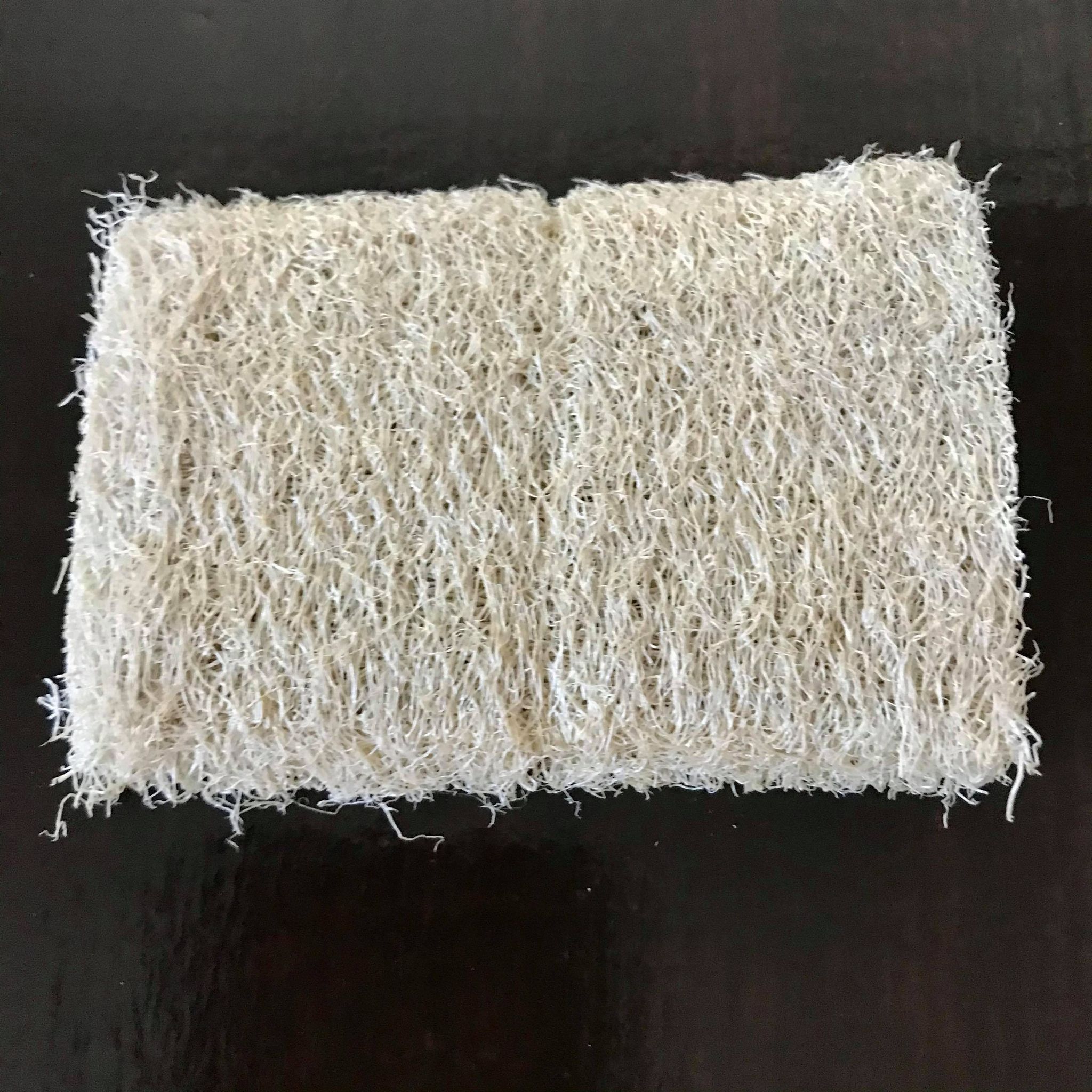 individual raw and dry loofah scrubber expands into a sponge when soaked in water