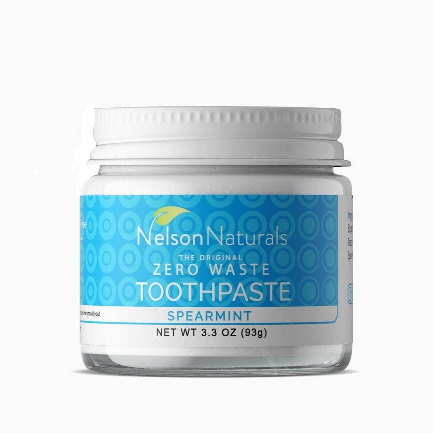 Nelson Naturals Spearmint Toothpaste in a Jar – 93g zero waste fluoride-free toothpaste made in Canada