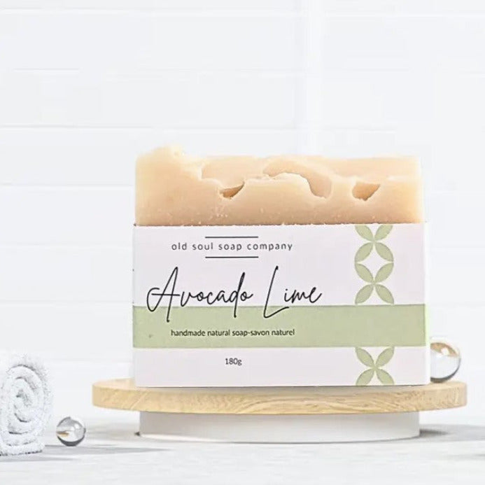 avocado lime essential oil natural vegan soap made in Canada by the Old Soul Soap Company